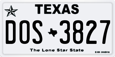 TX license plate DOS3827
