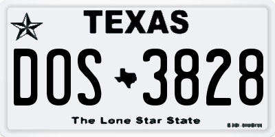 TX license plate DOS3828