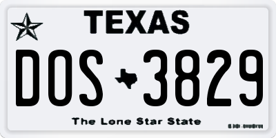TX license plate DOS3829