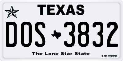 TX license plate DOS3832