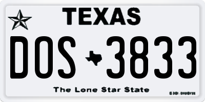 TX license plate DOS3833