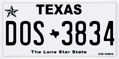 TX license plate DOS3834