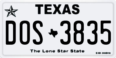 TX license plate DOS3835