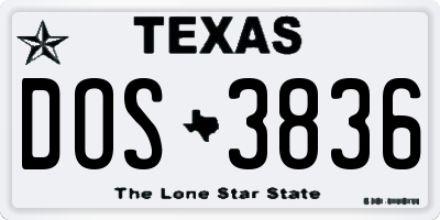 TX license plate DOS3836