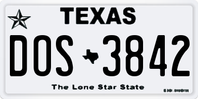 TX license plate DOS3842