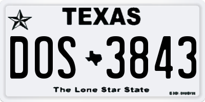 TX license plate DOS3843