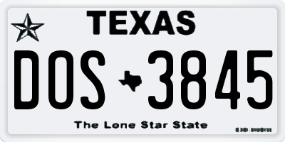 TX license plate DOS3845