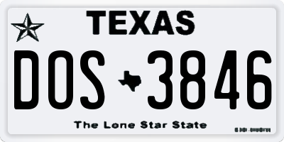 TX license plate DOS3846