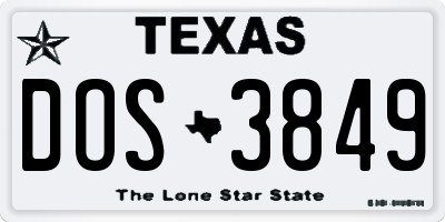 TX license plate DOS3849