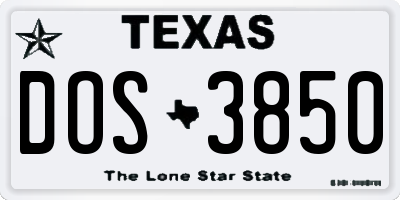 TX license plate DOS3850