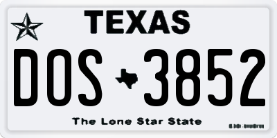 TX license plate DOS3852