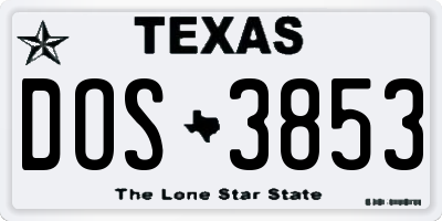 TX license plate DOS3853
