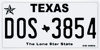 TX license plate DOS3854