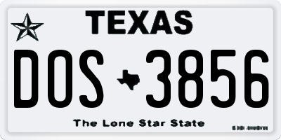 TX license plate DOS3856