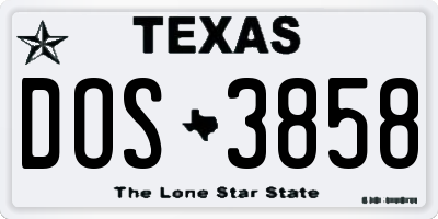 TX license plate DOS3858