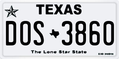 TX license plate DOS3860