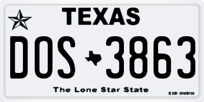 TX license plate DOS3863