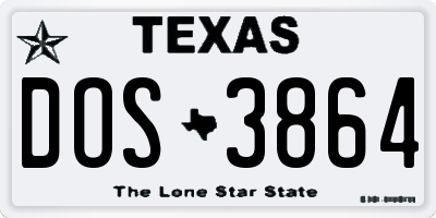 TX license plate DOS3864
