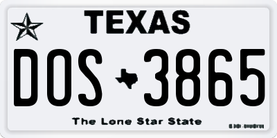TX license plate DOS3865