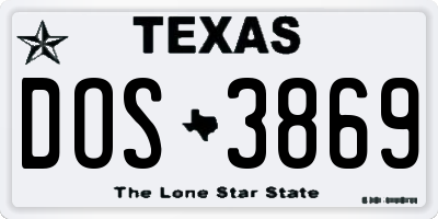 TX license plate DOS3869