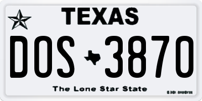 TX license plate DOS3870