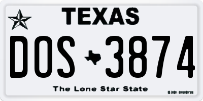 TX license plate DOS3874