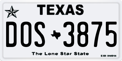 TX license plate DOS3875