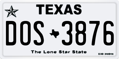 TX license plate DOS3876