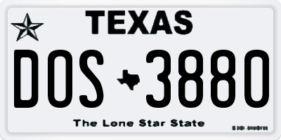 TX license plate DOS3880