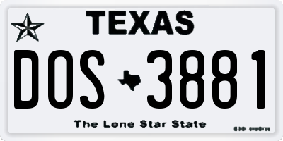 TX license plate DOS3881