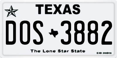 TX license plate DOS3882