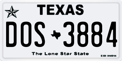 TX license plate DOS3884