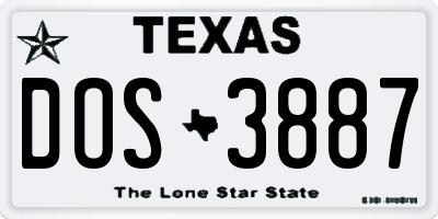 TX license plate DOS3887