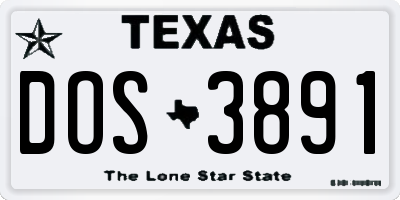 TX license plate DOS3891