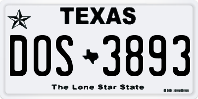 TX license plate DOS3893