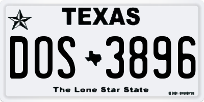 TX license plate DOS3896
