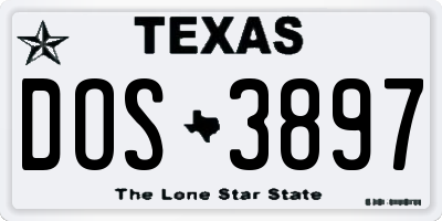 TX license plate DOS3897
