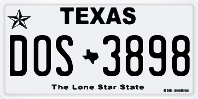 TX license plate DOS3898