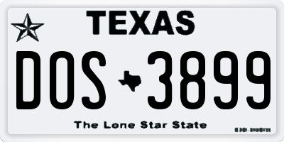 TX license plate DOS3899