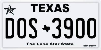 TX license plate DOS3900