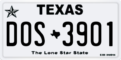 TX license plate DOS3901