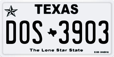 TX license plate DOS3903