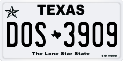 TX license plate DOS3909