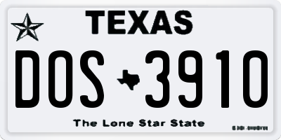 TX license plate DOS3910
