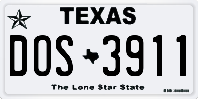 TX license plate DOS3911