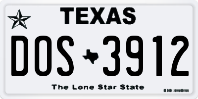 TX license plate DOS3912