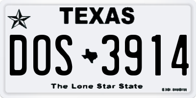 TX license plate DOS3914