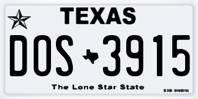 TX license plate DOS3915
