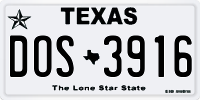 TX license plate DOS3916