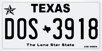 TX license plate DOS3918